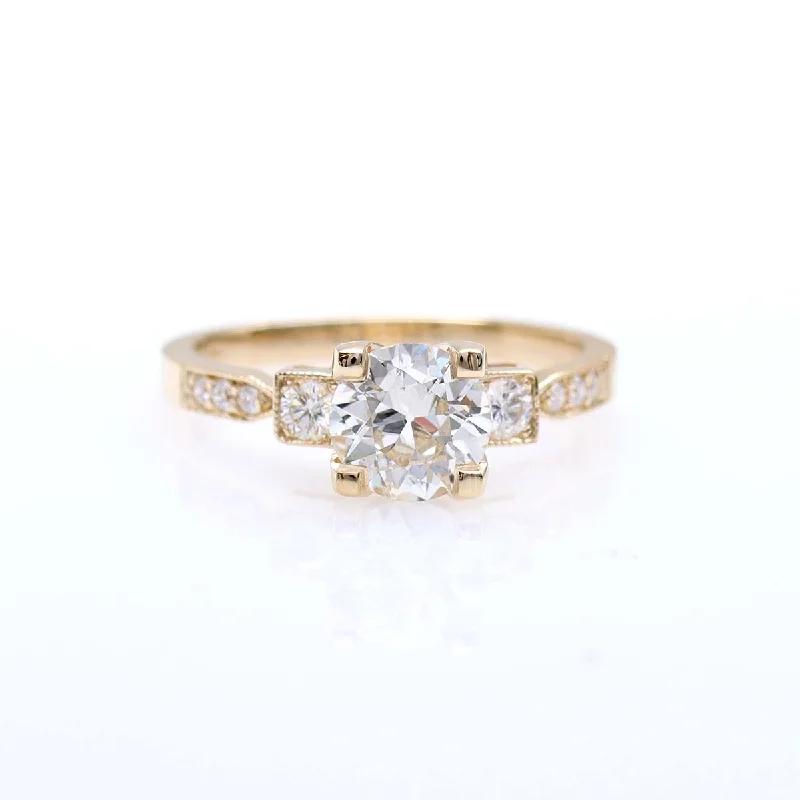 Men's Aquamarine Engagement Rings in 9K Gold with a Bezel - Set StoneThe Sharan Old European Cut Diamond Engagement Ring #3665RD-1