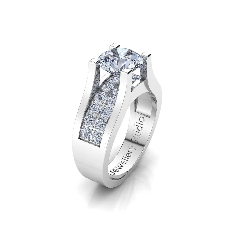 Men's Lapis Lazuli Engagement Rings in Sterling Silver with a Star - Shaped Stone SettingSolitaire Engagement Ring with 1.50ct Round Brilliant Cut Diamond