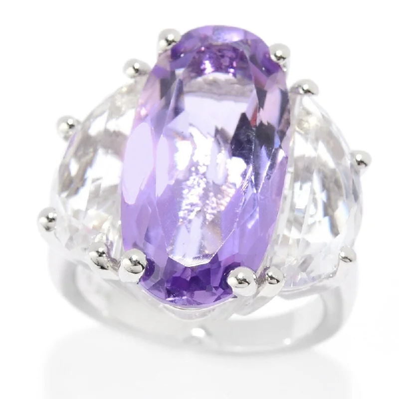 Emerald Gemstone Rings Set in Platinum with Filigree Work for a Vintage - Inspired LookRhodium Over Sterling Silver 12.9ctw Pink Amethyst Ring Emerald Gemstone Rings Set in Platinum with Filigree Work for a Vintage - Inspired LookRhodium Over Sterling Silver 12.9ctw Pink Amethyst Ring