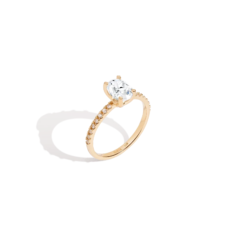 Men's Agate Engagement Rings in Sterling Silver with a Mosaic - Style InlayPavé Oval-Cut Solitaire Diamond Ring