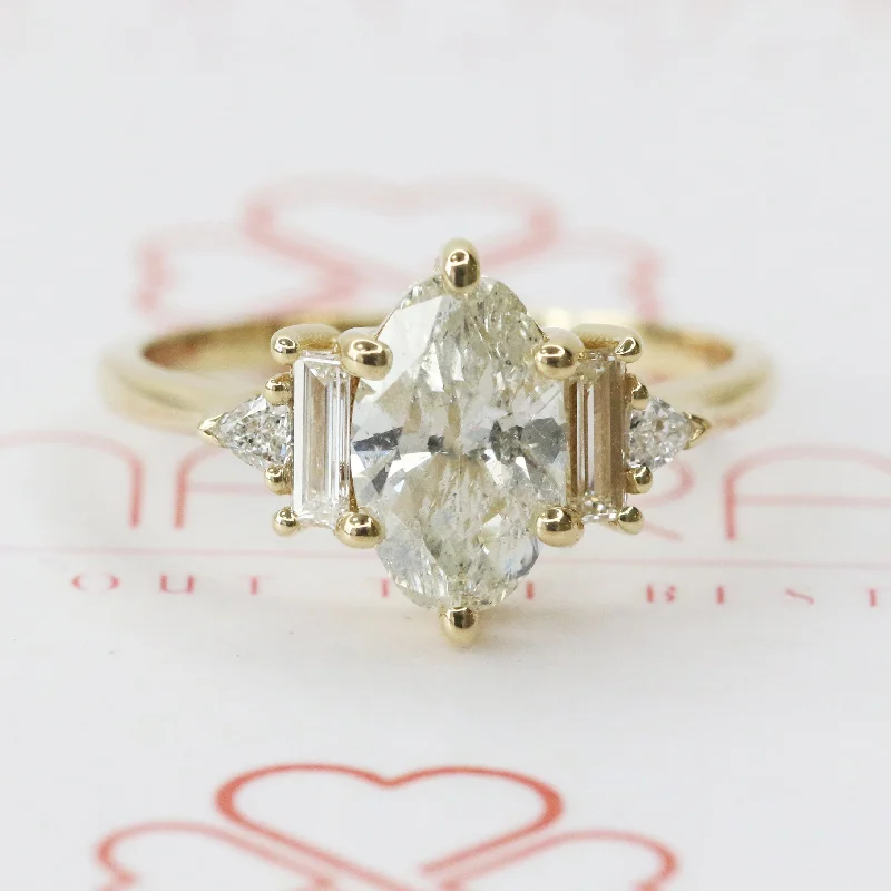 Men's Tourmaline Engagement Rings in 18K Two - Tone Gold with a Floral - Inspired SettingNoor Accent Diamonds Natural Oval  Diamond Engagement Ring
