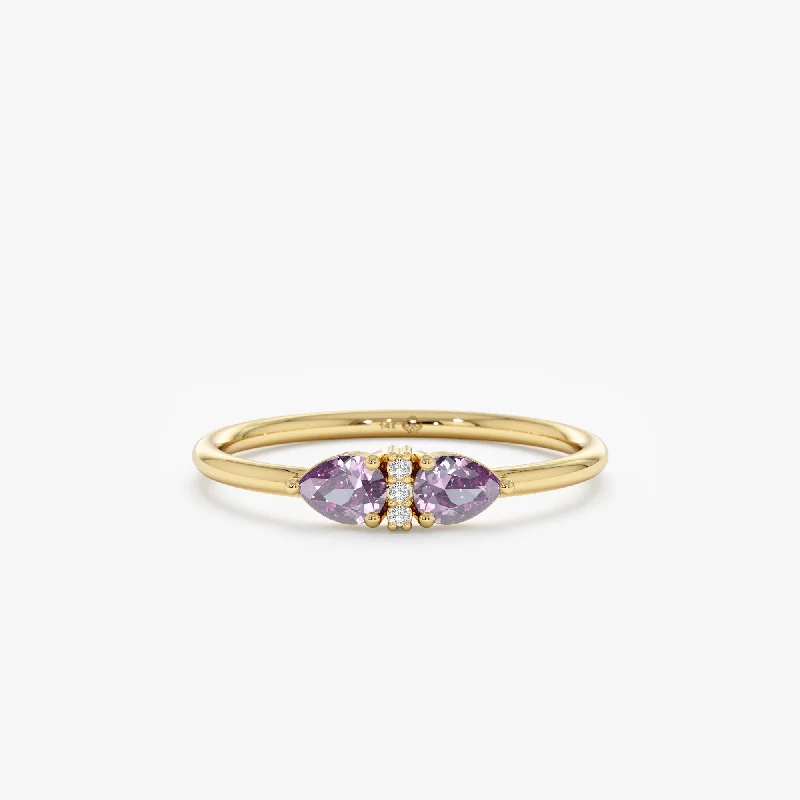 Men's Black Onyx Engagement Rings Set in Titanium for a Modern and Bold LookDiamond and Amethyst Art Deco Ring, Miranda