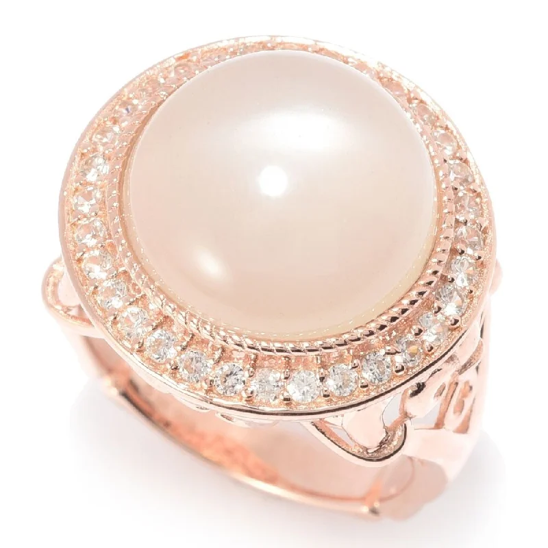 Garnet Gemstone Rings in 18K Gold Vermeil with Intricate Engravings for a Traditional Aesthetic14mm Round Moonstone & White Zircon Halo Ring Garnet Gemstone Rings in 18K Gold Vermeil with Intricate Engravings for a Traditional Aesthetic14mm Round Moonstone & White Zircon Halo Ring