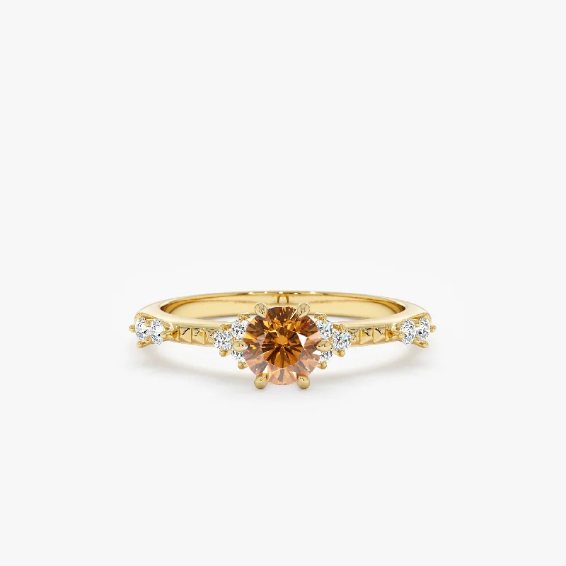 Men's Turquoise Engagement Rings in 925 Silver with a Southwestern - Inspired BandRound Citrine with Diamonds Engagement Ring, Amme