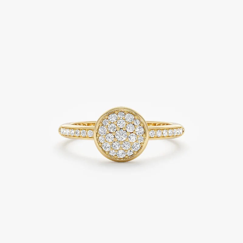 Men's Aquamarine Engagement Rings in 9K Gold with a Bezel - Set StoneDiamond Circle Engagement Ring, Arya