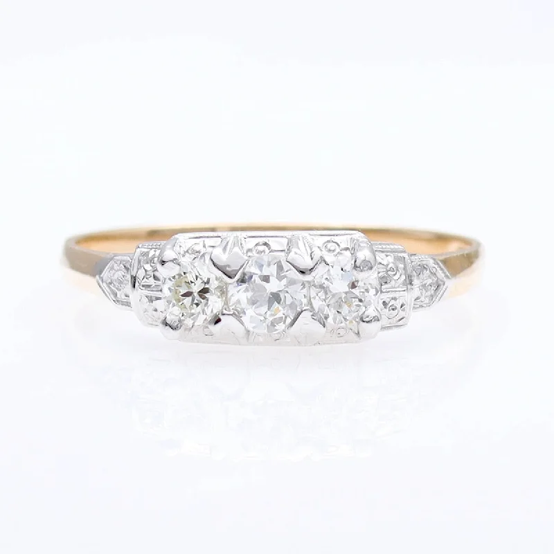 Men's Topaz Engagement Rings in 10K Gold with a Channel - Set Diamond BandEdwardian Diamond Three Stone Engagement Ring #VR141014-02