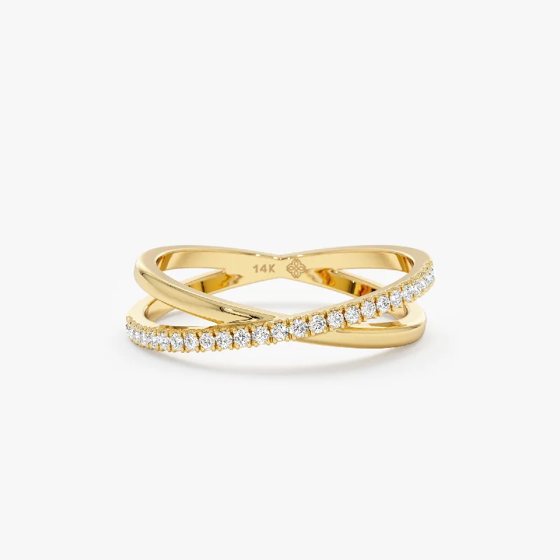 Men's Diamond Engagement Rings with Platinum Band and Halo Setting for a Luxury ProposalDiamond Crossover Ring, Emily