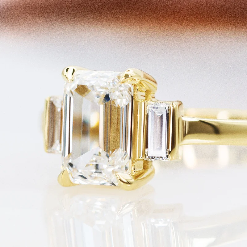 Men's Sapphire Engagement Rings in 18K White Gold with Pave Diamond AccentsReverie Art Deco Natural Emerald Cut Diamond Engagement Ring Men's Sapphire Engagement Rings in 18K White Gold with Pave Diamond AccentsReverie Art Deco Natural Emerald Cut Diamond Engagement Ring