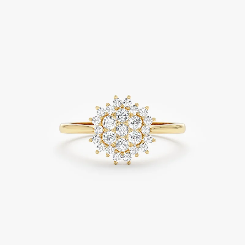 Men's Diamond Engagement Rings with Platinum Band and Halo Setting for a Luxury ProposalDiamond Starburst Engagement Ring, Dream