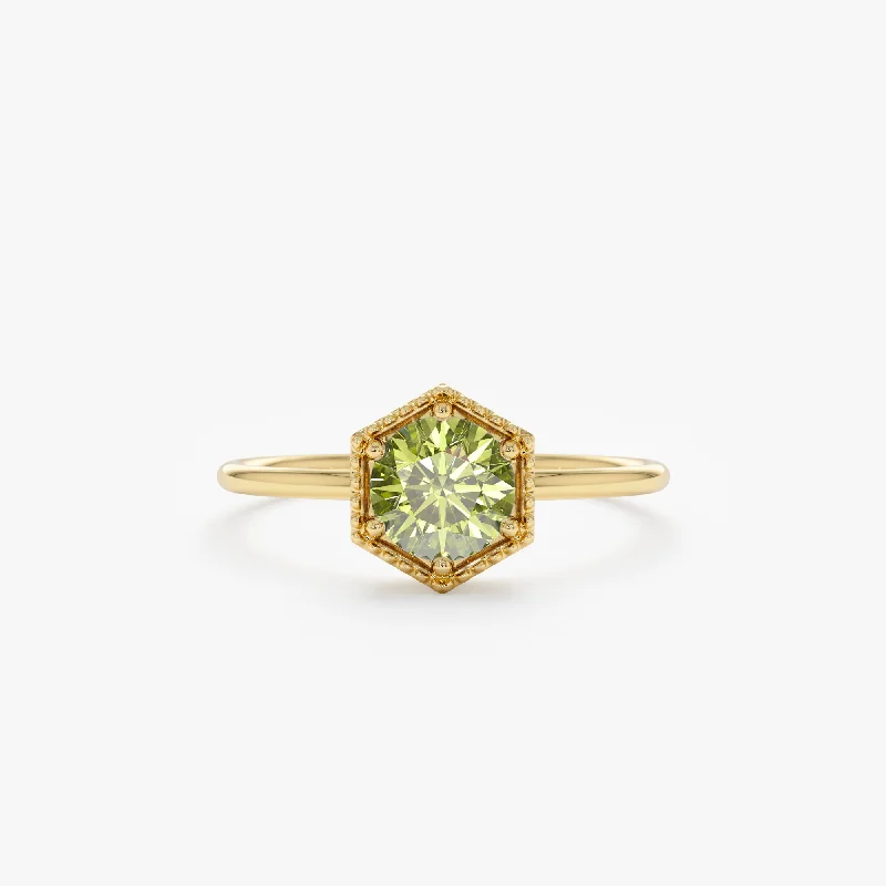 Men's Turquoise Engagement Rings in 925 Silver with a Southwestern - Inspired BandHexagon Peridot Ring, Anaya