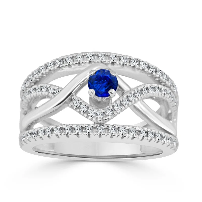 Marquise Cut Engagement Rings with a Channel - Set Diamond Band14k Gold Infinity Inspired 1/4ct Blue Sapphire and 1/6ct TDW Diamond Engagement Ring by Auriya Marquise Cut Engagement Rings with a Channel - Set Diamond Band14k Gold Infinity Inspired 1/4ct Blue Sapphire and 1/6ct TDW Diamond Engagement Ring by Auriya