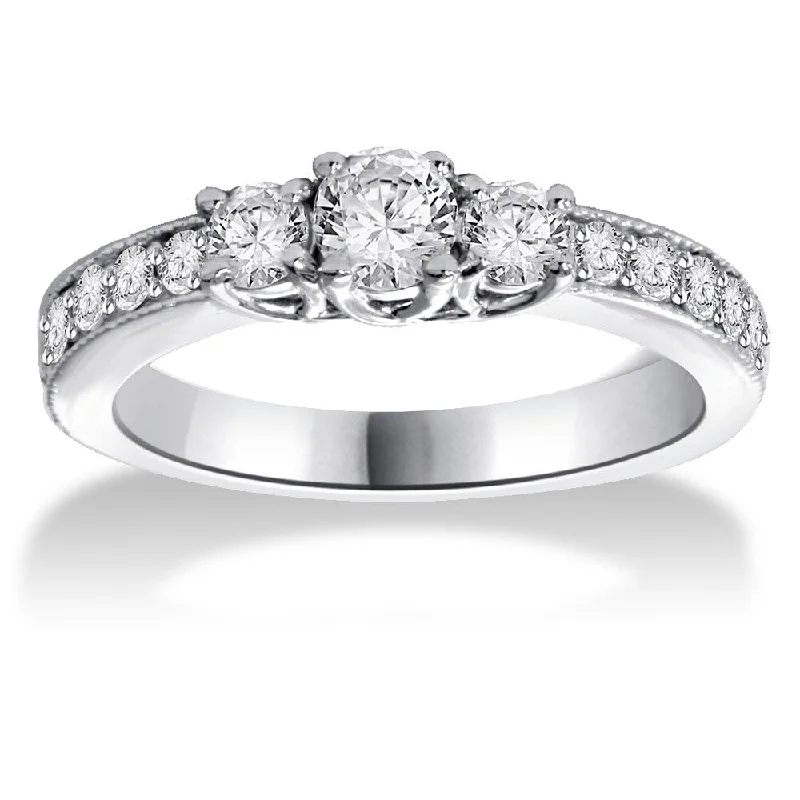 Signature - Design Engagement Rings with a Brand - Exclusive Pattern and Premium Diamonds14k White Gold 1/ 2ct TDW Three-stone Diamond Ring