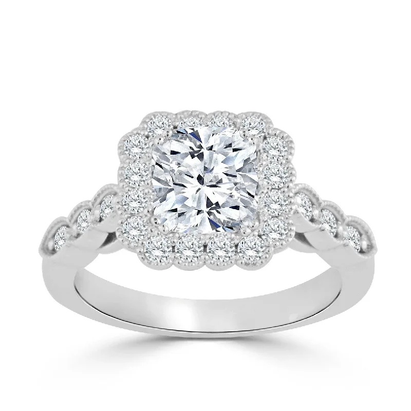Vintage Cluster Engagement Rings with Antique - Cut Diamonds and Silver FiligreeAuriya 14k Gold 1 3/4ctw Vintage Cushion-cut Halo Diamond Engagement Ring (H-I, SI1-SI2)