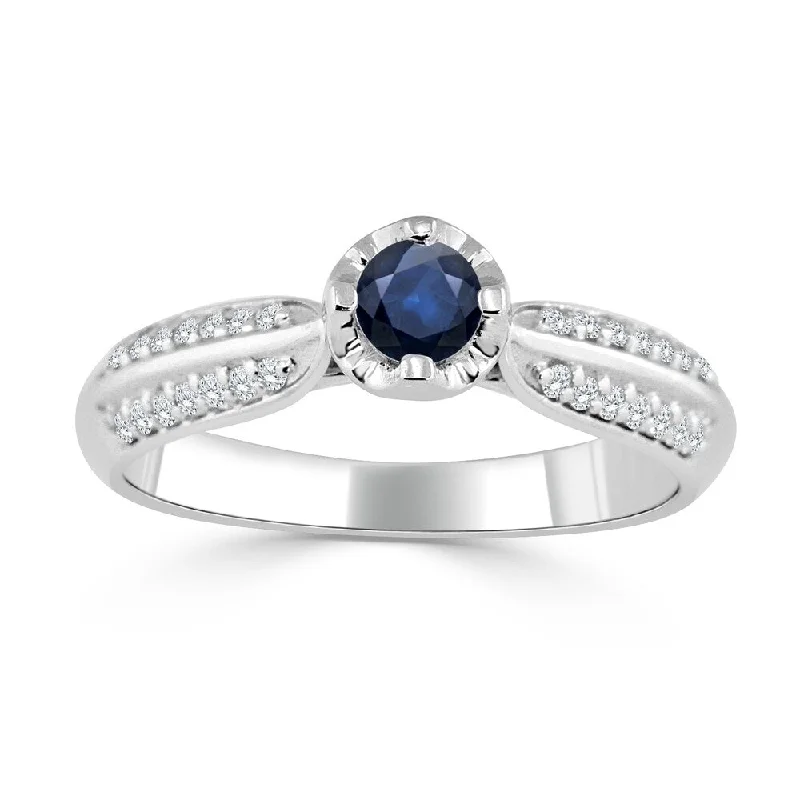 Vintage Cluster Engagement Rings with Antique - Cut Diamonds and Silver FiligreeAuriya 14K Gold 1/5ct Blue Sapphire and 1/7ct TDW Diamond Engagement Ring Vintage Cluster Engagement Rings with Antique - Cut Diamonds and Silver FiligreeAuriya 14K Gold 1/5ct Blue Sapphire and 1/7ct TDW Diamond Engagement Ring