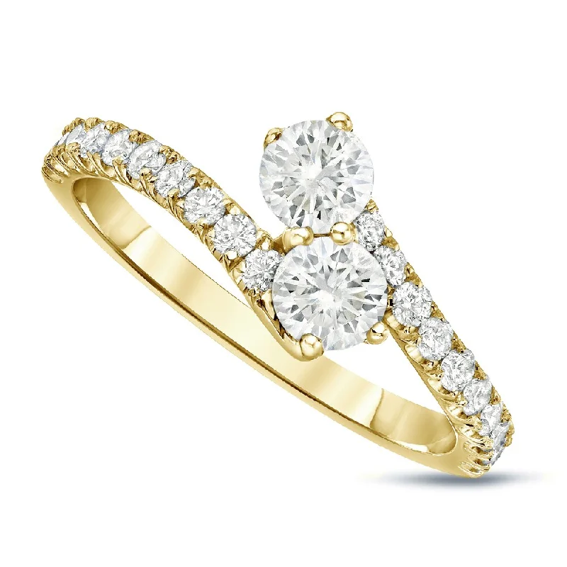 Marquise Cut Engagement Rings with a Channel - Set Diamond BandAuriya 14k Gold 1ct TDW Round 2-Stone Diamond Engagement Ring