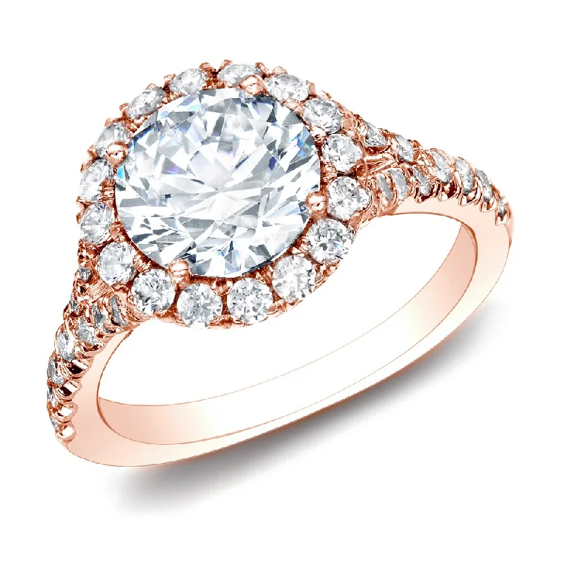 Cluster Engagement Rings with Multiple Small Diamonds Arranged in a Stunning DesignAuriya 14k Rose Gold 1 1/2ctw Round Halo Diamond Engagement Ring