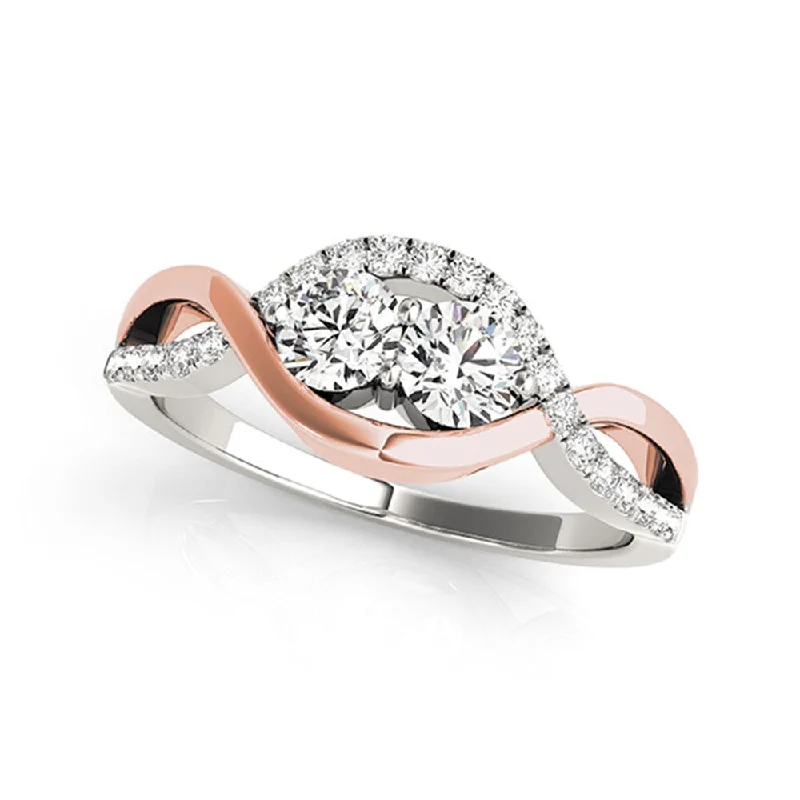 Vintage - Inspired Engagement Rings with Filigree Work and Emerald - Cut Center StoneAuriya 14k Two-tone Gold 1/2ctw Unique Two-stone Diamond Engagement Ring (H-I, SI1-SI2)