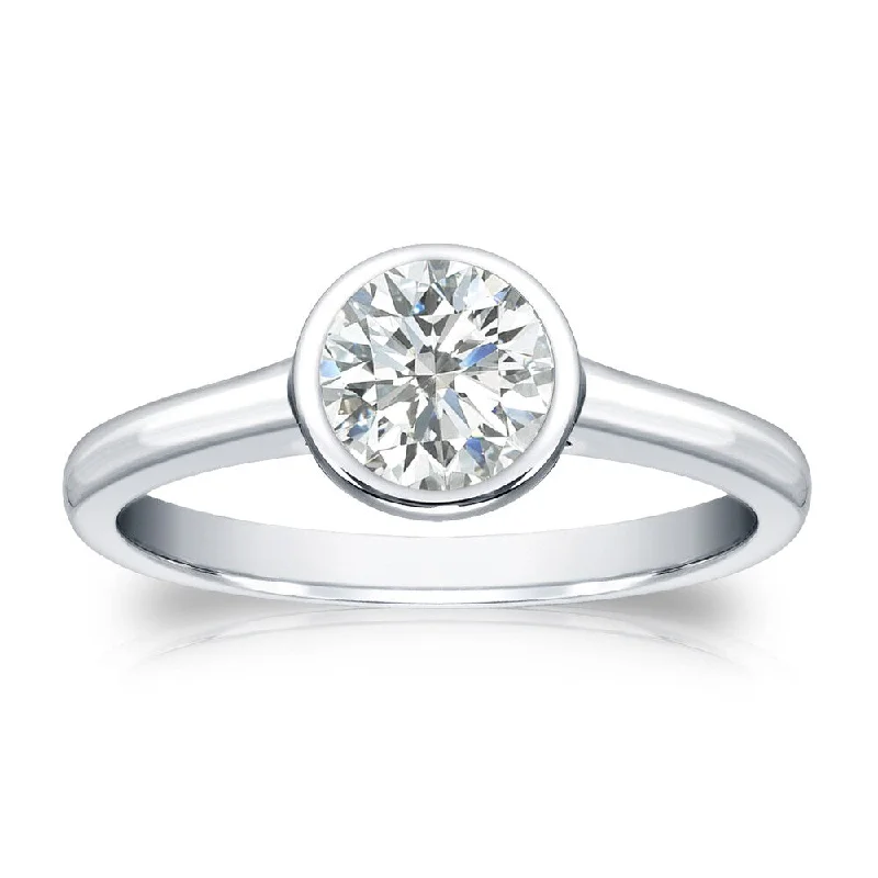 Solitaire Engagement Rings with a High - Clarity Round Diamond and Tapered BandAuriya 18k Gold 1/2 carat TW Bezel-set Solitaire Diamond Engagement Ring (I-J, SI2-SI3)