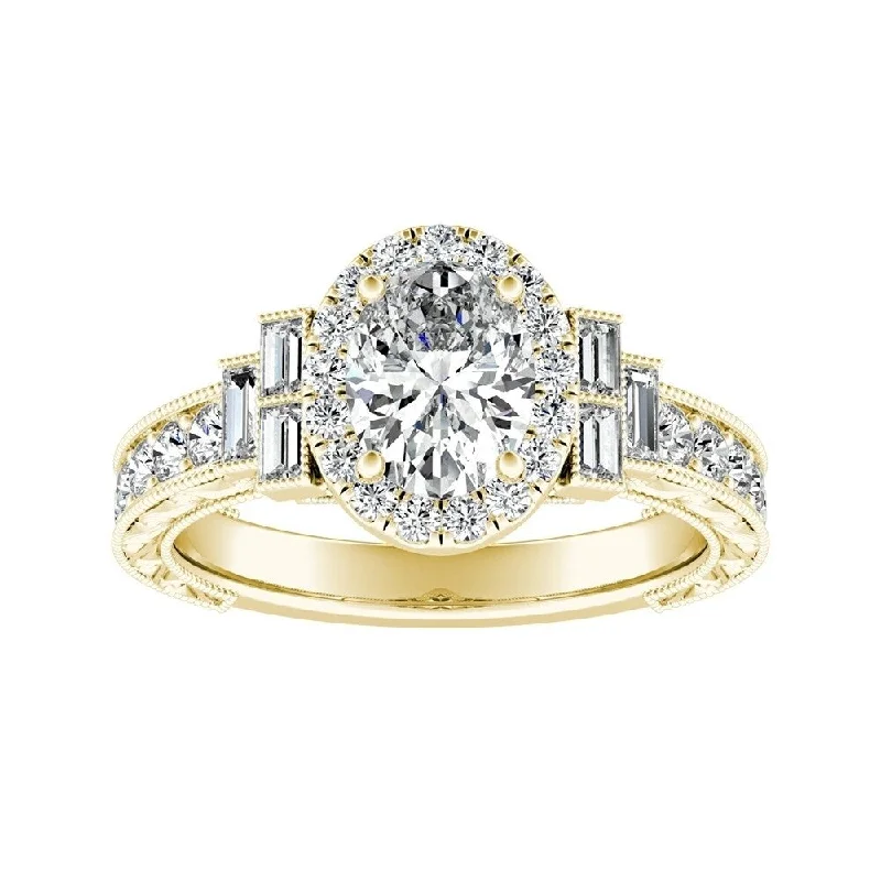 Heart - Shaped Engagement Rings in 14K Pink Gold for a Romantic ProposalAuriya 18k Gold 1 5/8cttw Vintage Art Deco Oval-cut Halo Diamond Engagement Ring