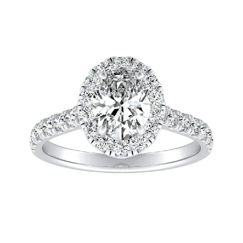 Engagement Rings with Amethyst and Diamond Accents in a Contemporary SettingAuriya 18k Gold 1 5/8ctw Classic Oval-cut Halo Diamond Engagement Ring (H-I, SI1-SI2)