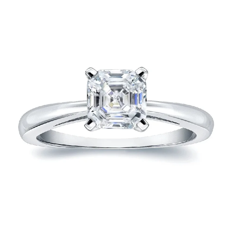 Cathedral - Style Engagement Rings with a Raised Center Stone and Intricate MetalworkAuriya 18k Gold 3/4ctw Solitaire Asscher-cut Diamond Engagement Ring Certified