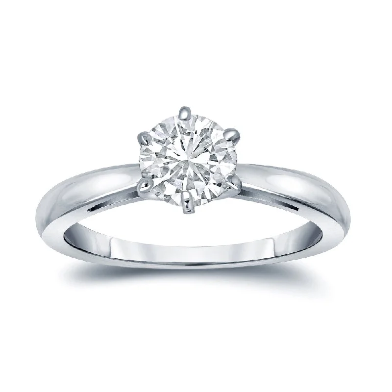 Engagement Rings with Sapphire and Diamond Combinations in a Vintage StyleAuriya 18k Gold Certified 1.25ct TDW Round 6-Prong Solitaire Diamond Engagement Ring