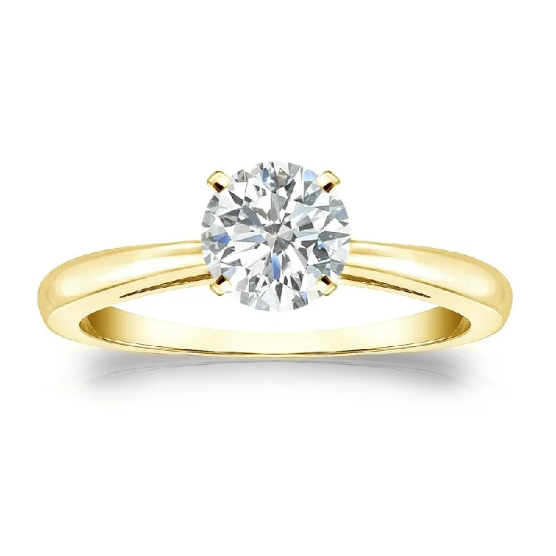 Pear - Shaped Engagement Rings in Yellow Gold with a Diamond - Encrusted BandAuriya 3/4ctw Round Solitaire Diamond Engagement Ring 14k Gold Pear - Shaped Engagement Rings in Yellow Gold with a Diamond - Encrusted BandAuriya 3/4ctw Round Solitaire Diamond Engagement Ring 14k Gold
