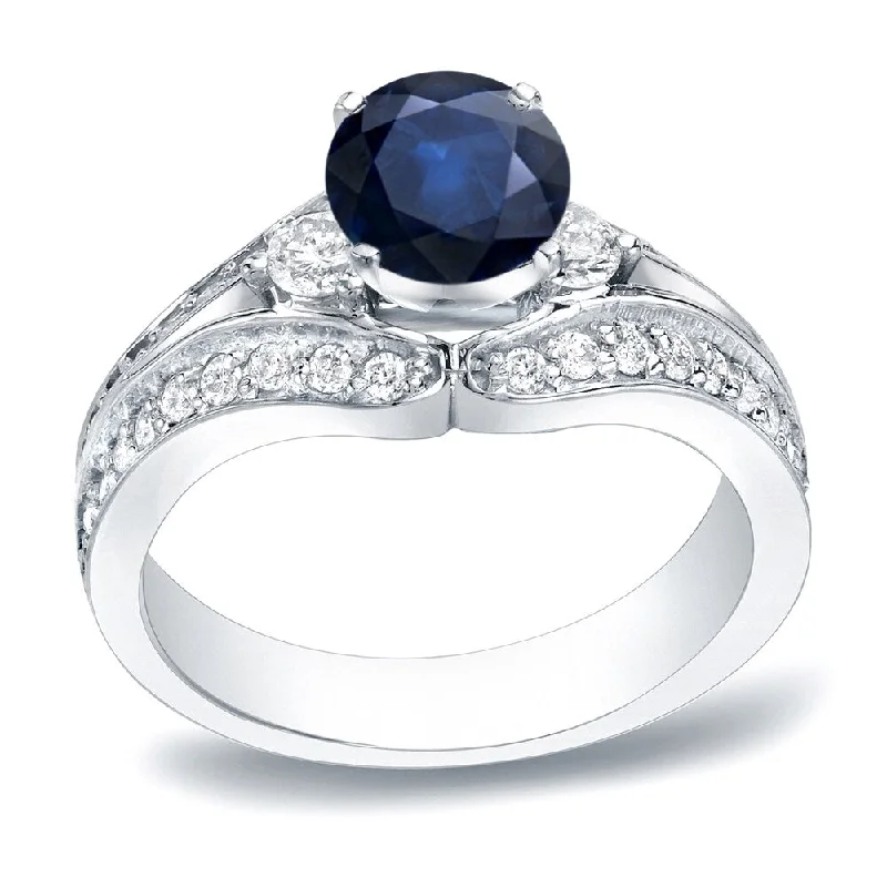 Princess Cut Engagement Rings in 18K White Gold with Micro - Pave Side StonesAuriya Modern 1/2ct Blue Sapphire and 3/4ct TDW 3-Stone Diamond Engagement Ring 14k Gold (H-I, SI1-SI2) Princess Cut Engagement Rings in 18K White Gold with Micro - Pave Side StonesAuriya Modern 1/2ct Blue Sapphire and 3/4ct TDW 3-Stone Diamond Engagement Ring 14k Gold (H-I, SI1-SI2)