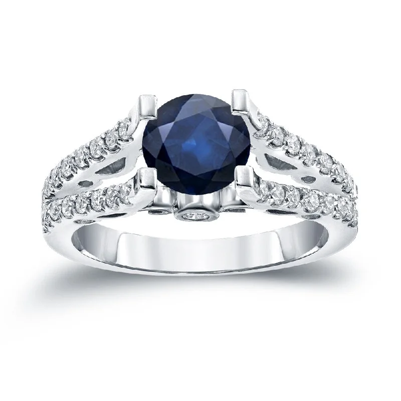 Art Deco Engagement Rings with Geometric Patterns and Baguette - Cut Diamond AccentsAuriya Modern 1ct Round Blue Sapphire and 1/2ctw Diamond Engagement Ring 14K Gold (H-I, SI1-SI2) Art Deco Engagement Rings with Geometric Patterns and Baguette - Cut Diamond AccentsAuriya Modern 1ct Round Blue Sapphire and 1/2ctw Diamond Engagement Ring 14K Gold (H-I, SI1-SI2)