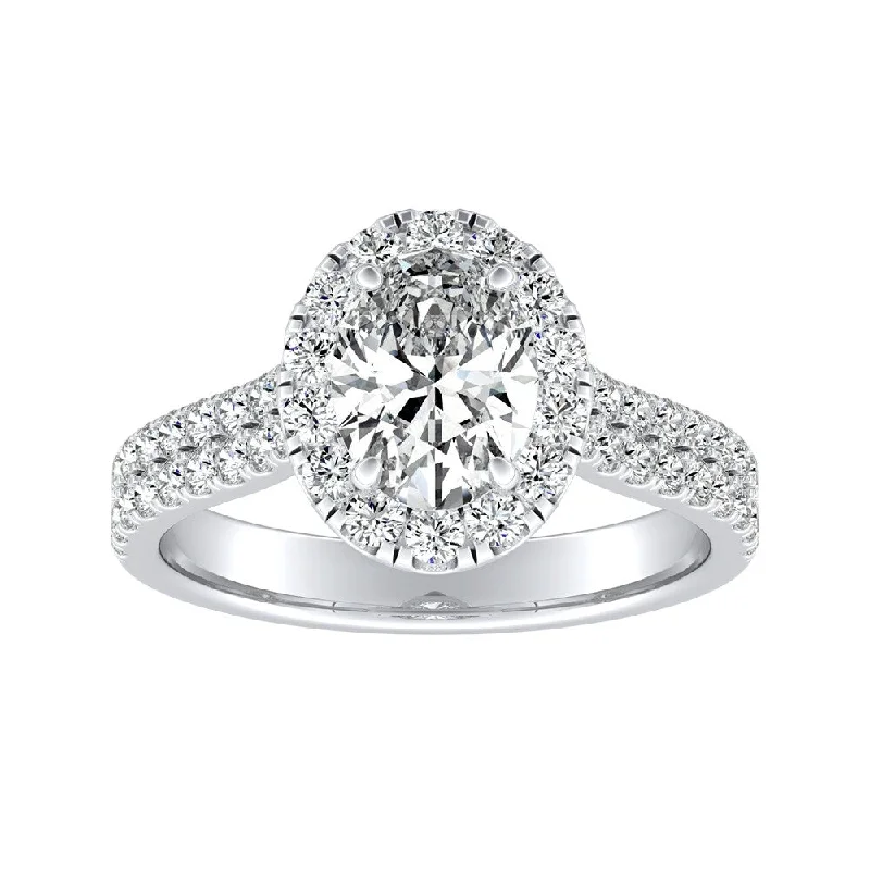 Signature - Design Engagement Rings with a Brand - Exclusive Pattern and Premium DiamondsAuriya Platinum 1 1/4ctw Oval Halo Diamond Engagement Ring (H-I, SI1-SI2)