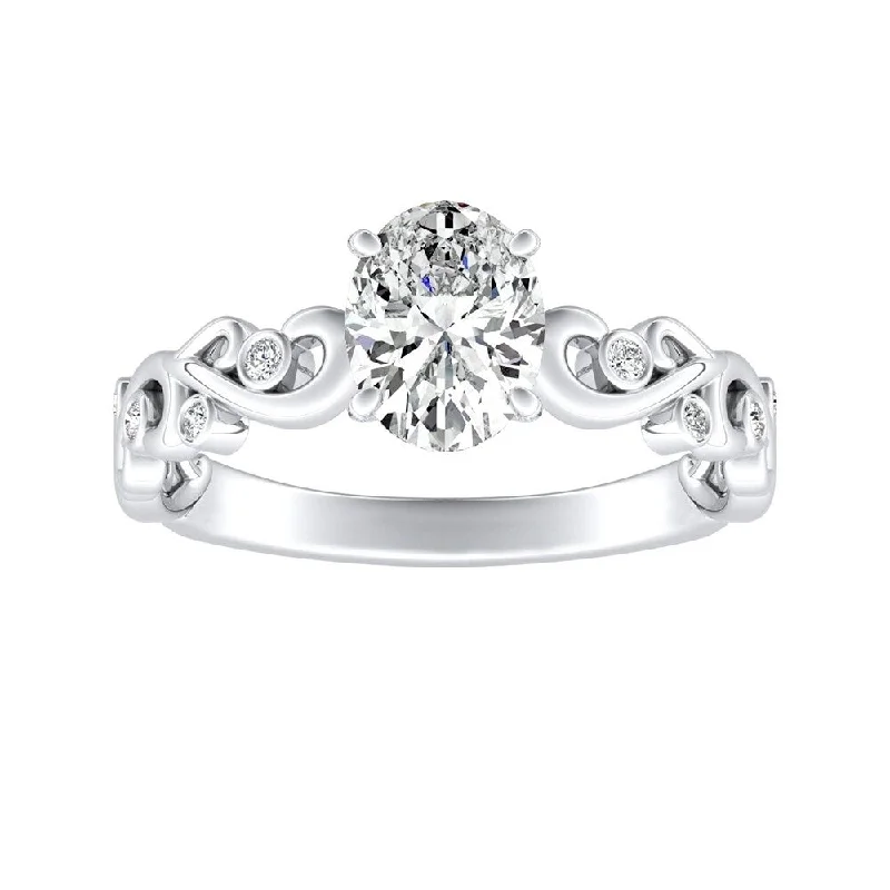 Marquise Cut Engagement Rings with a Channel - Set Diamond BandAuriya Platinum 1/2ctw Vintage Oval-cut Solitaire Diamond Engagement Ring (I-J, I1-I2)