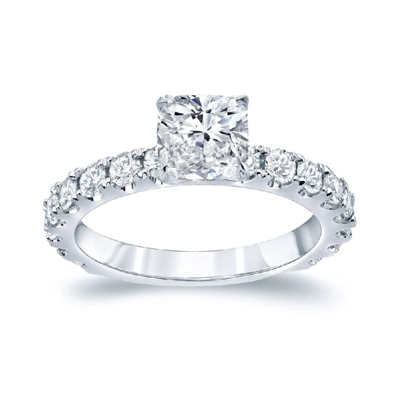 Engagement Rings with Sapphire and Diamond Combinations in a Vintage StyleAuriya Platinum 2ctw Cushion-cut Diamond Engagement Ring Certified (H-I, SI1-SI2)
