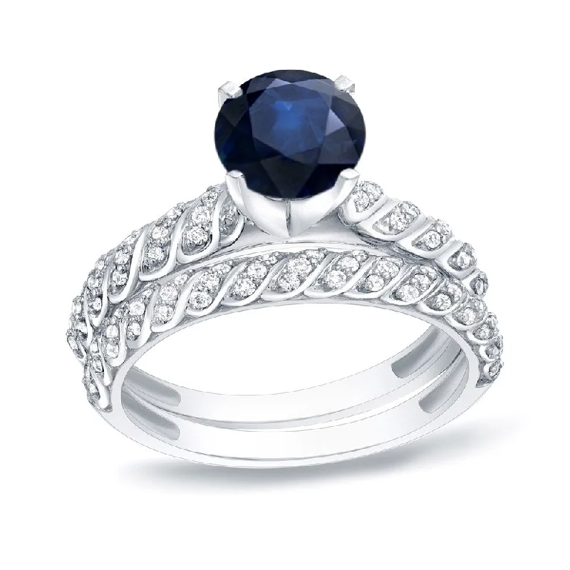 Signature - Design Engagement Rings with a Brand - Exclusive Pattern and Premium DiamondsAuriya Twisted Rope Style 3/4ct Blue Sapphire and 1/2ct TDW Diamond Engagement Ring 14k Gold Signature - Design Engagement Rings with a Brand - Exclusive Pattern and Premium DiamondsAuriya Twisted Rope Style 3/4ct Blue Sapphire and 1/2ct TDW Diamond Engagement Ring 14k Gold