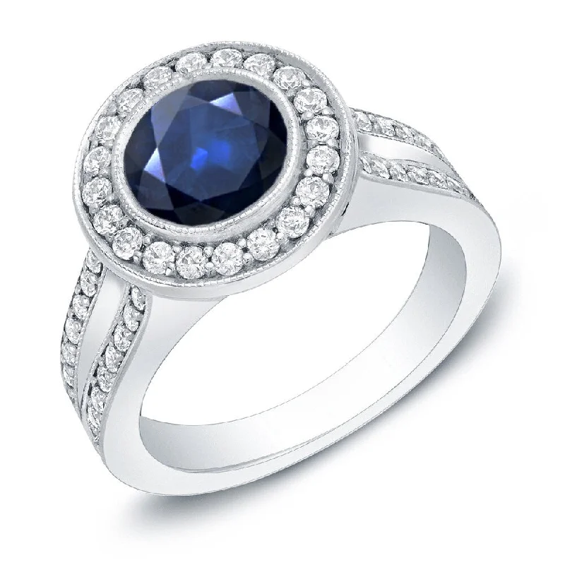 Solitaire Engagement Rings with a High - Clarity Round Diamond and Tapered BandAuriya Vintage 1 1/2ct Sapphire and 3/5ct TDW Diamond Halo Engagement Ring 14K Gold Solitaire Engagement Rings with a High - Clarity Round Diamond and Tapered BandAuriya Vintage 1 1/2ct Sapphire and 3/5ct TDW Diamond Halo Engagement Ring 14K Gold