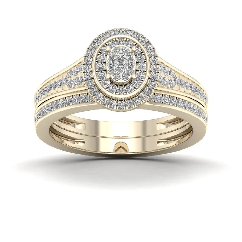Cushion - Cut Halo Engagement Rings with a Platinum Band and Micro - Pave DetailsDe Couer 1/3ct TDW Diamond Cluster Bridal Sets Cushion - Cut Halo Engagement Rings with a Platinum Band and Micro - Pave DetailsDe Couer 1/3ct TDW Diamond Cluster Bridal Sets