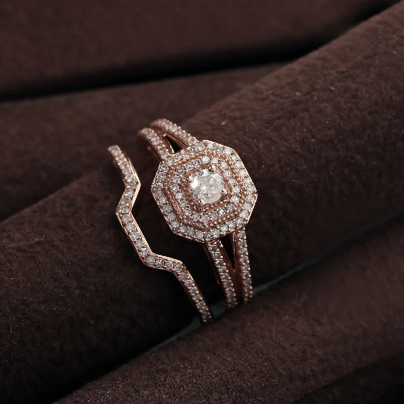 Vintage Cluster Engagement Rings with Antique - Cut Diamonds and Silver FiligreeDe Couer IGI Certified 1/2ct TDW Diamond Double Halo Bridal Set Vintage Cluster Engagement Rings with Antique - Cut Diamonds and Silver FiligreeDe Couer IGI Certified 1/2ct TDW Diamond Double Halo Bridal Set
