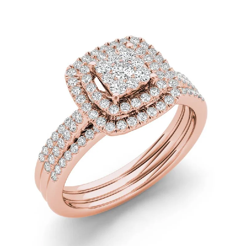 Signature - Design Engagement Rings with a Brand - Exclusive Pattern and Premium DiamondsDe Couer IGI Certified 1/3ct TDW Cluster Halo Bridal Set Signature - Design Engagement Rings with a Brand - Exclusive Pattern and Premium DiamondsDe Couer IGI Certified 1/3ct TDW Cluster Halo Bridal Set