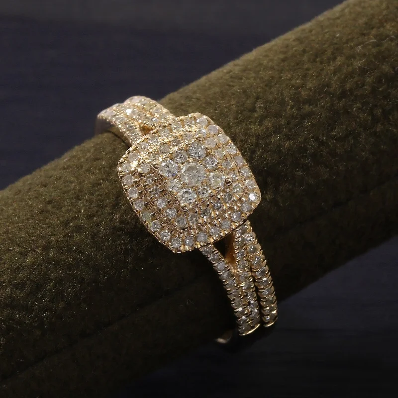 Cluster Engagement Rings with Multiple Small Diamonds Arranged in a Stunning DesignDe Couer IGI Certified 14K Yellow Gold 1/2ct TDW Diamond Cluster Halo Ring