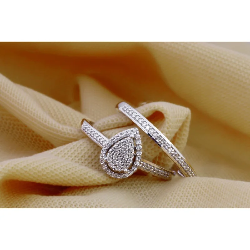 Emerald Cut Engagement Rings with Platinum Gallery and Split Shank DesignDe Couer S925 Steling Silver 1/4 ct TDW Dimaond Cluster Bridal Set
