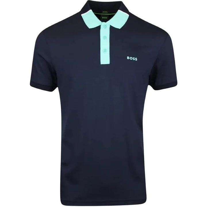 Hugo Boss Men Paddy 3 NCSA Navy Blue Cotton Short Sleeve Polo T-Shirt