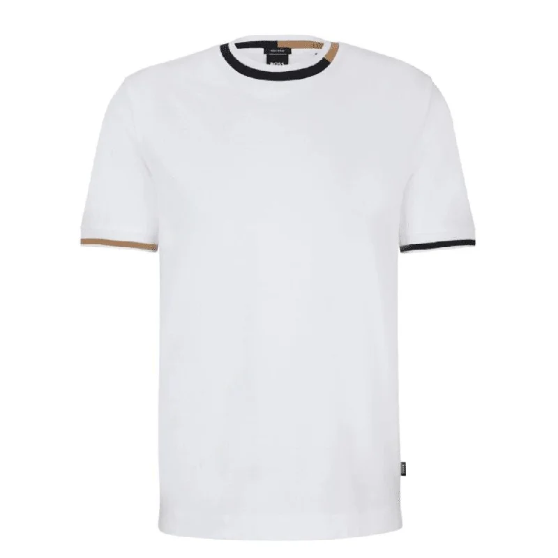 Hugo Boss Men Thompson 211 T-Shirt Short Sleeve Crew Neck Branded Logo White