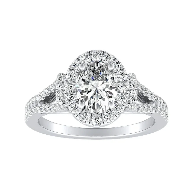 Adjustable Engagement Rings with a Flexible Band and a Princess - Cut Center DiamondModern Split-shank Oval Diamond Engagement Ring 7/8cttw Platinum by Auriya