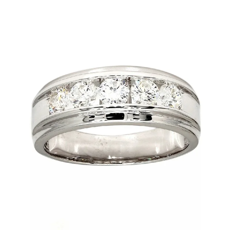 Cathedral - Style Engagement Rings with a Raised Center Stone and Intricate MetalworkPompeii3 10k White Gold .94 Ct. TDW Diamond Wedding Band IGI Certified Channel Set Ring