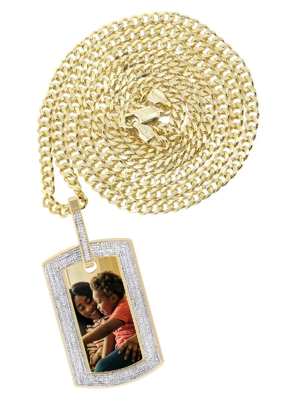 Angel wing pendants for memorial jewelry10K Yellow Gold Diamond Dog Tag Picture Pendant Necklace | Appx. 24 Grams Angel wing pendants for memorial jewelry10K Yellow Gold Diamond Dog Tag Picture Pendant Necklace | Appx. 24 Grams