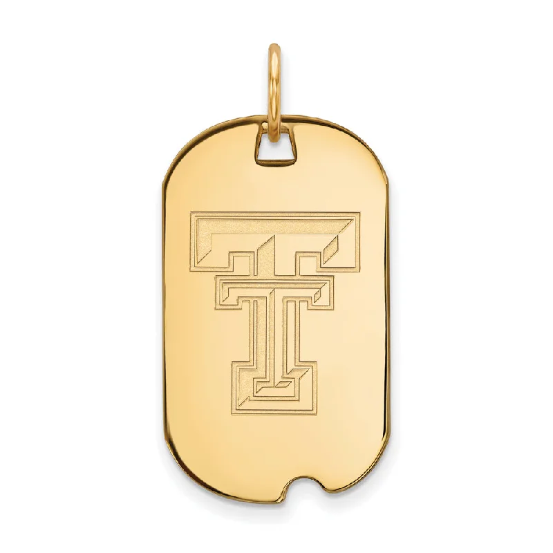 Double - Heart Pendant with Interlocking Design for Couples14k Gold Plated Silver Texas Tech U. Dog Tag Pendant