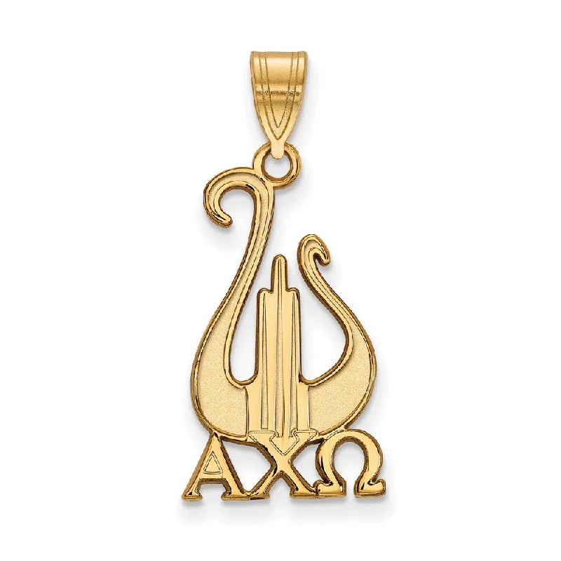 Pearl - Embellished Floral Pendant for a Feminine and Romantic Look14K Plated Silver Alpha Chi Omega Large Pendant