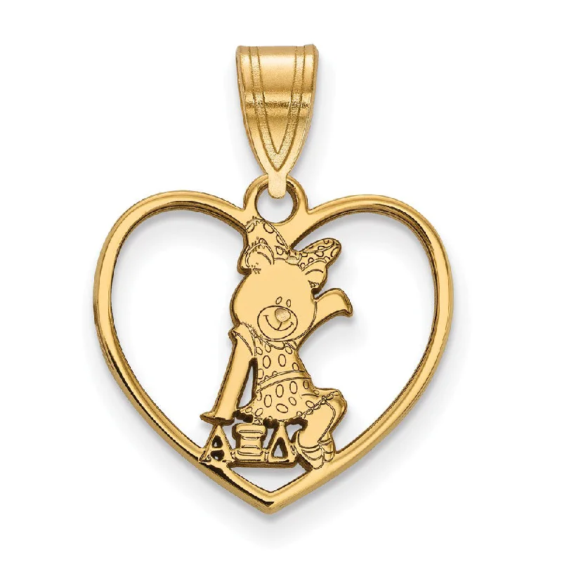 Rhinestone - Encrusted Crown Pendant for Little Girls' Dress - Up14K Plated Silver Alpha Xi Delta Heart Pendant Rhinestone - Encrusted Crown Pendant for Little Girls' Dress - Up14K Plated Silver Alpha Xi Delta Heart Pendant