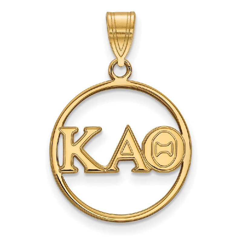 Rhinestone - Encrusted Crown Pendant for Little Girls' Dress - Up14K Plated Silver Kappa Alpha Theta Med Circle Greek Letters Pendant Rhinestone - Encrusted Crown Pendant for Little Girls' Dress - Up14K Plated Silver Kappa Alpha Theta Med Circle Greek Letters Pendant