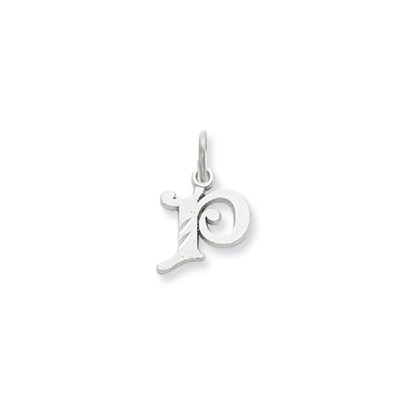 Laser - Cut Woodland Scene Pendant for Nature Enthusiasts14k White Gold, Isabelle Collection, Mini Letter P Initial Charm Laser - Cut Woodland Scene Pendant for Nature Enthusiasts14k White Gold, Isabelle Collection, Mini Letter P Initial Charm