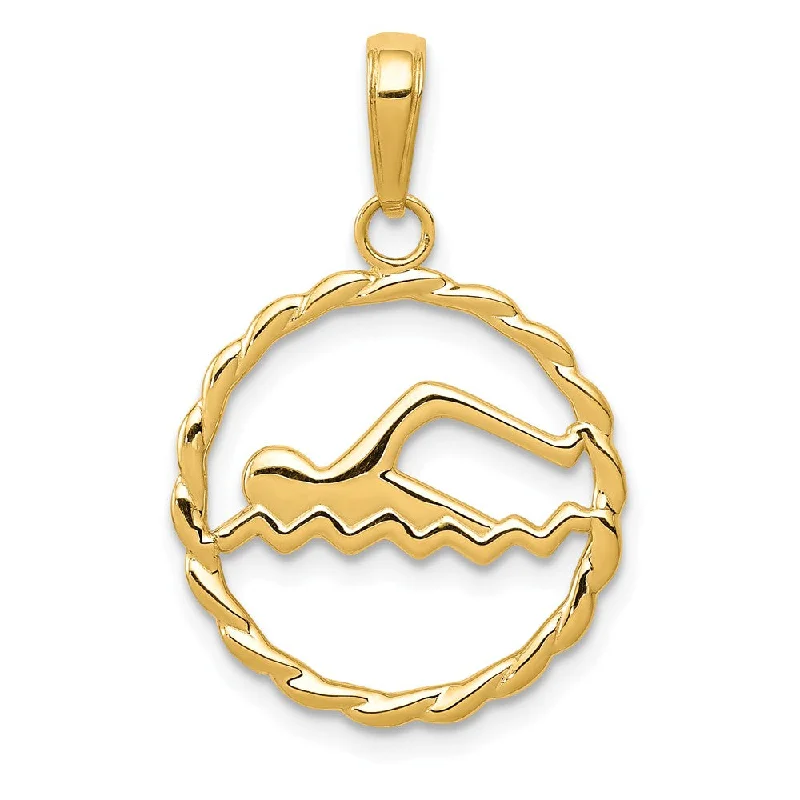 Pearl - Embellished Floral Pendant for a Feminine and Romantic Look14k Yellow Gold 16mm Swimming Pendant